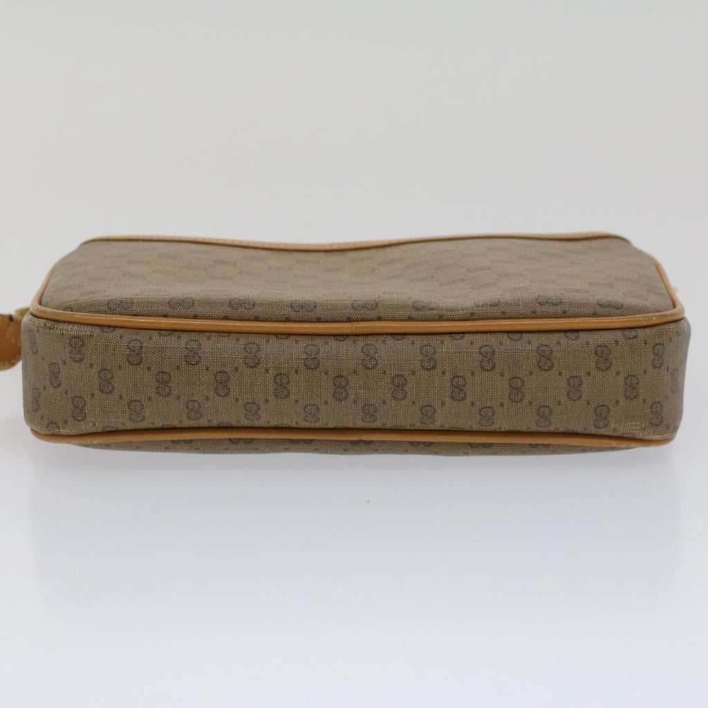 GUCCI Micro GG Canvas Shoulder Bag PVC Leather Beige th3930