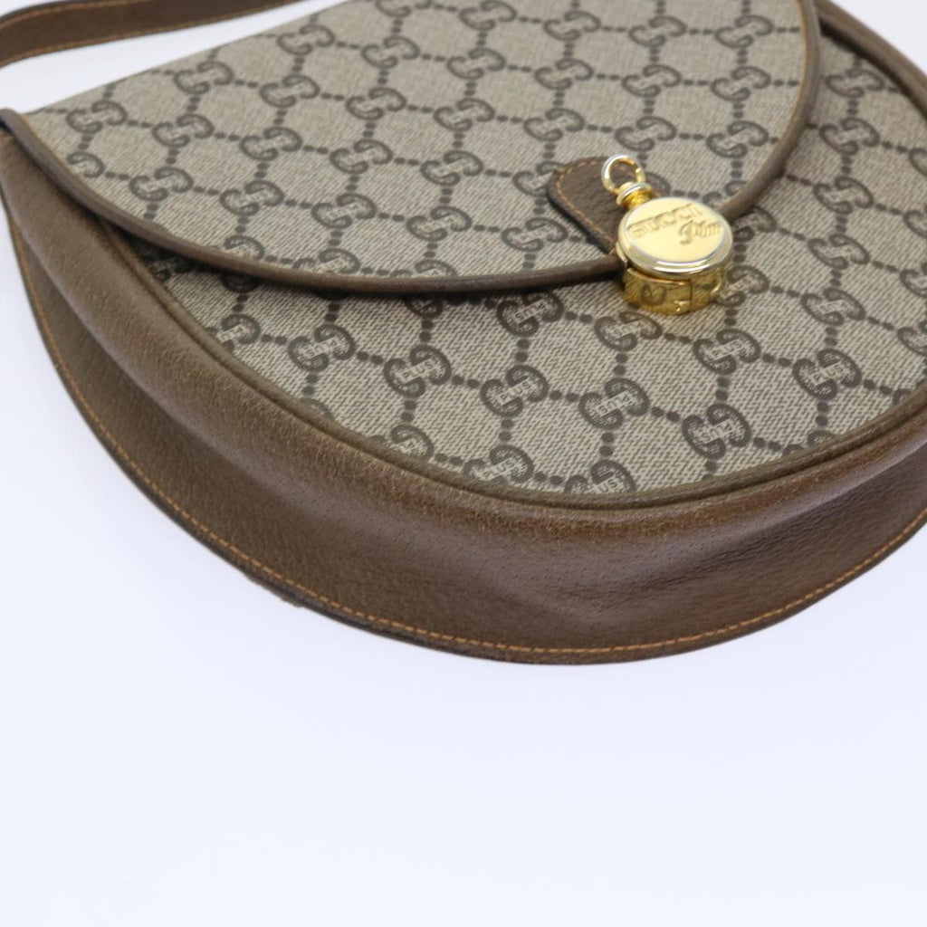 GUCCI GG Plus Canvas Shoulder Bag PVC Leather Beige th3956