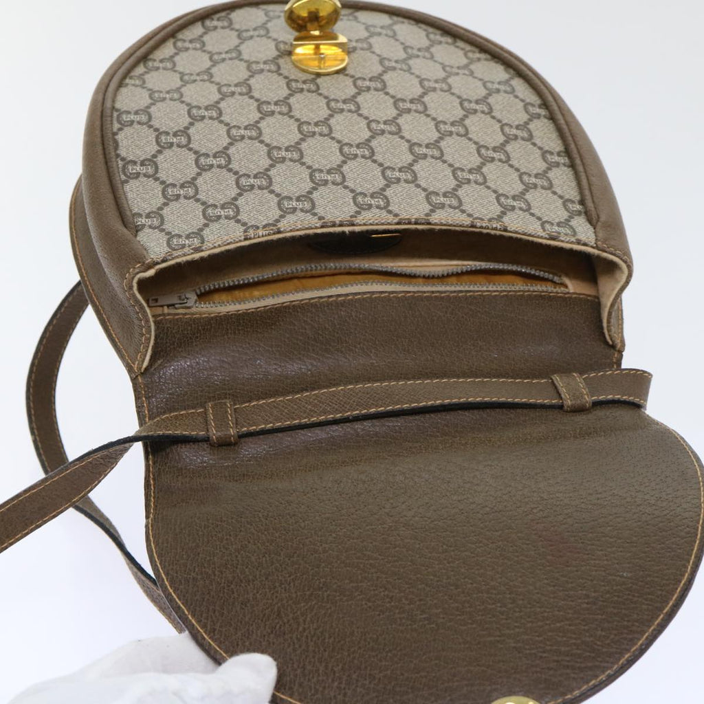 GUCCI GG Plus Canvas Shoulder Bag PVC Leather Beige th3956