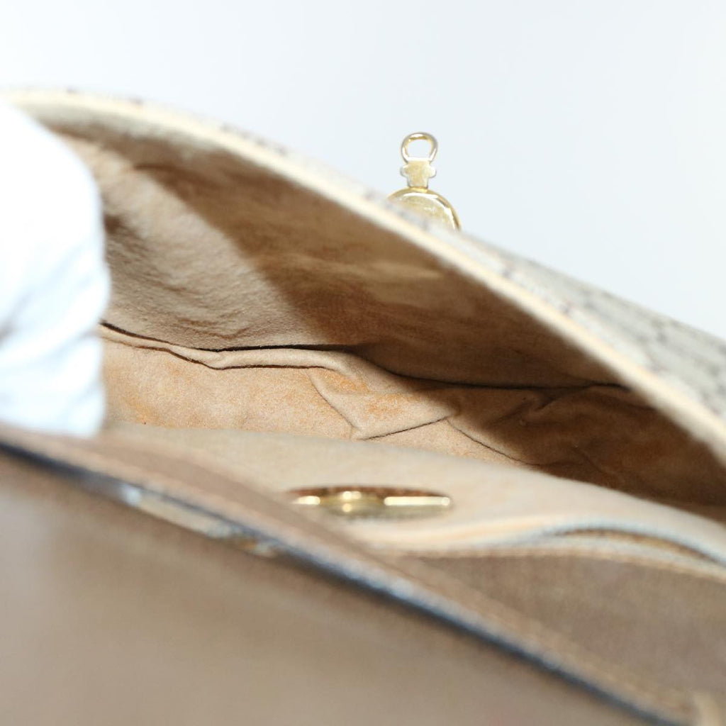 GUCCI GG Plus Canvas Shoulder Bag PVC Leather Beige th3956