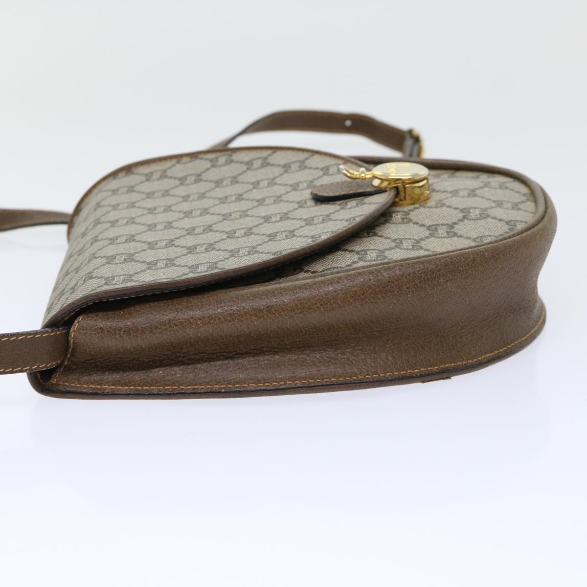 GUCCI GG Plus Canvas Shoulder Bag PVC Leather Beige th3956