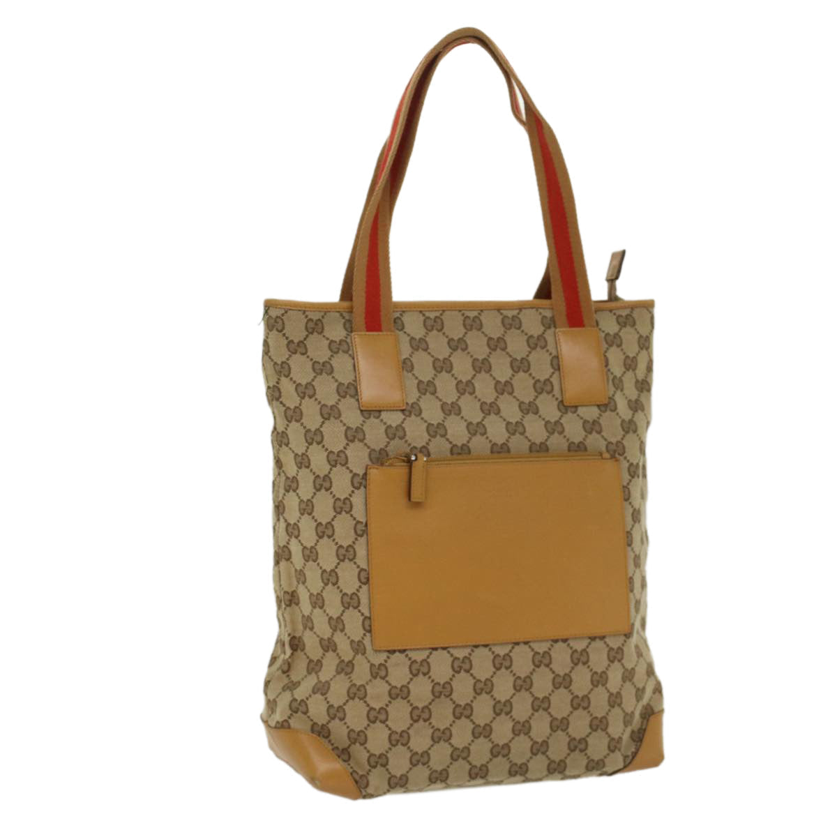 GUCCI GG Canvas Sherry Line Tote Bag Beige Red Brown 019.0401 th3976
