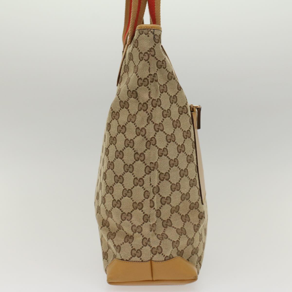 GUCCI GG Canvas Sherry Line Tote Bag Beige Red Brown 019.0401 th3976