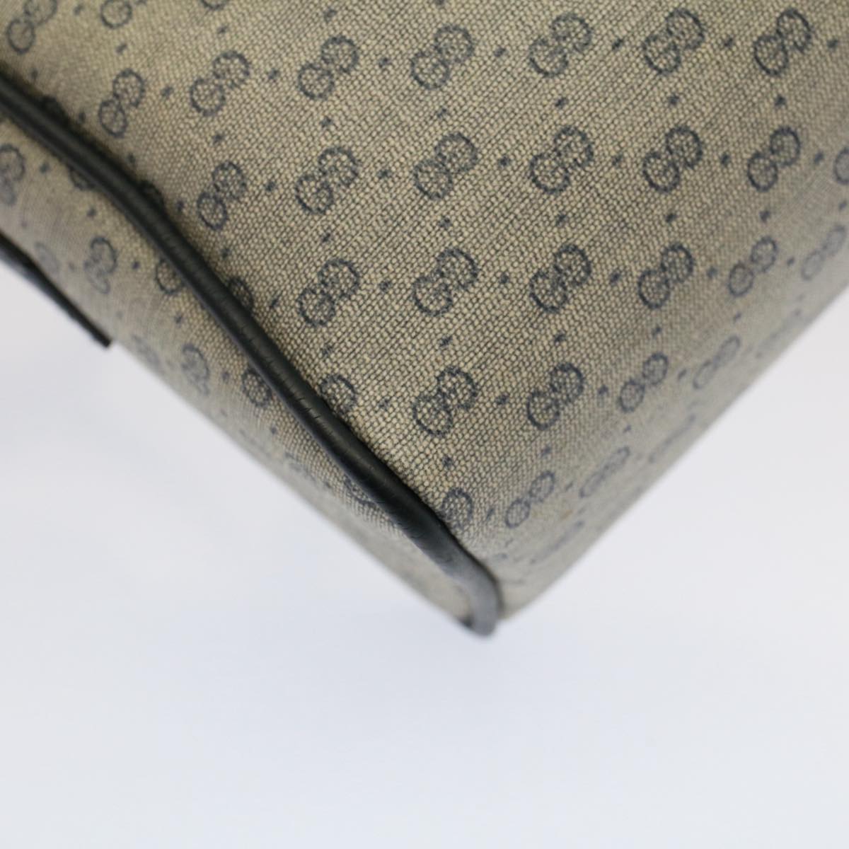 GUCCI Micro GG Canvas Shoulder Bag PVC Leather Navy th3981