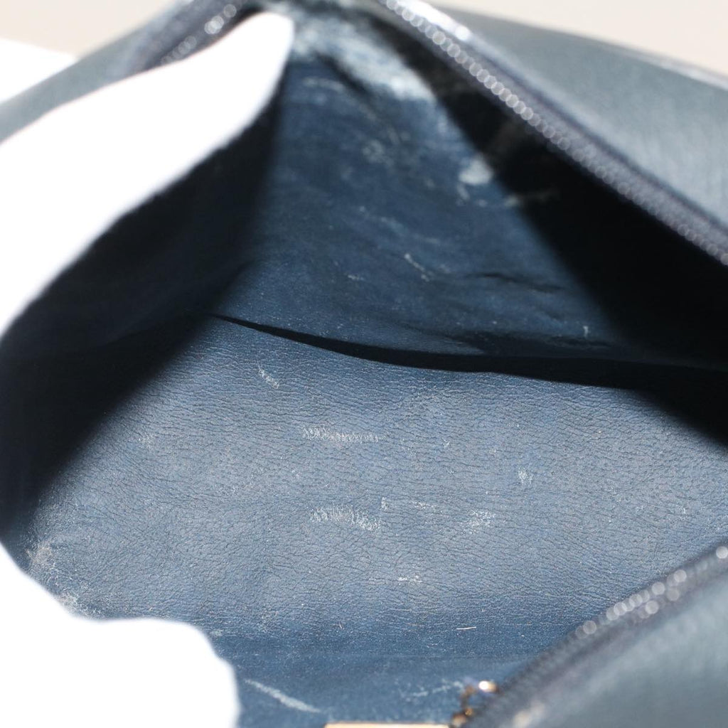 GUCCI Micro GG Canvas Shoulder Bag PVC Leather Navy th3981