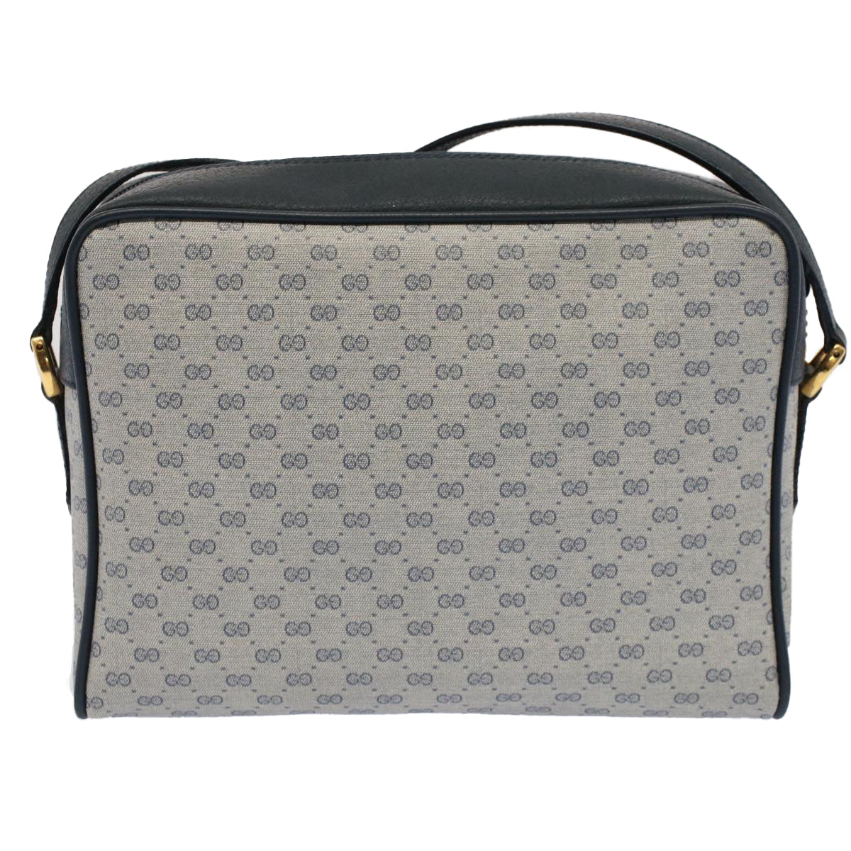 GUCCI Micro GG Canvas Shoulder Bag PVC Leather Navy th3981