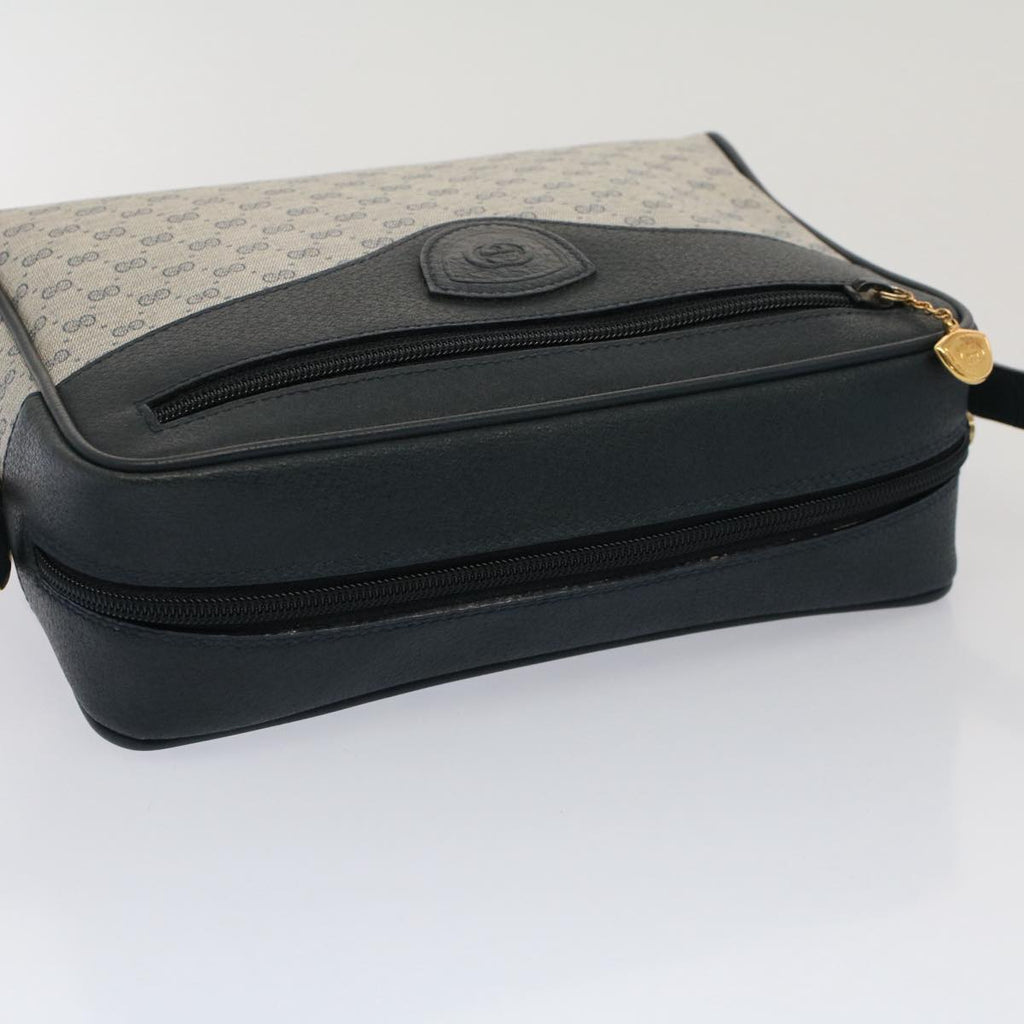 GUCCI Micro GG Canvas Shoulder Bag PVC Leather Navy th3981