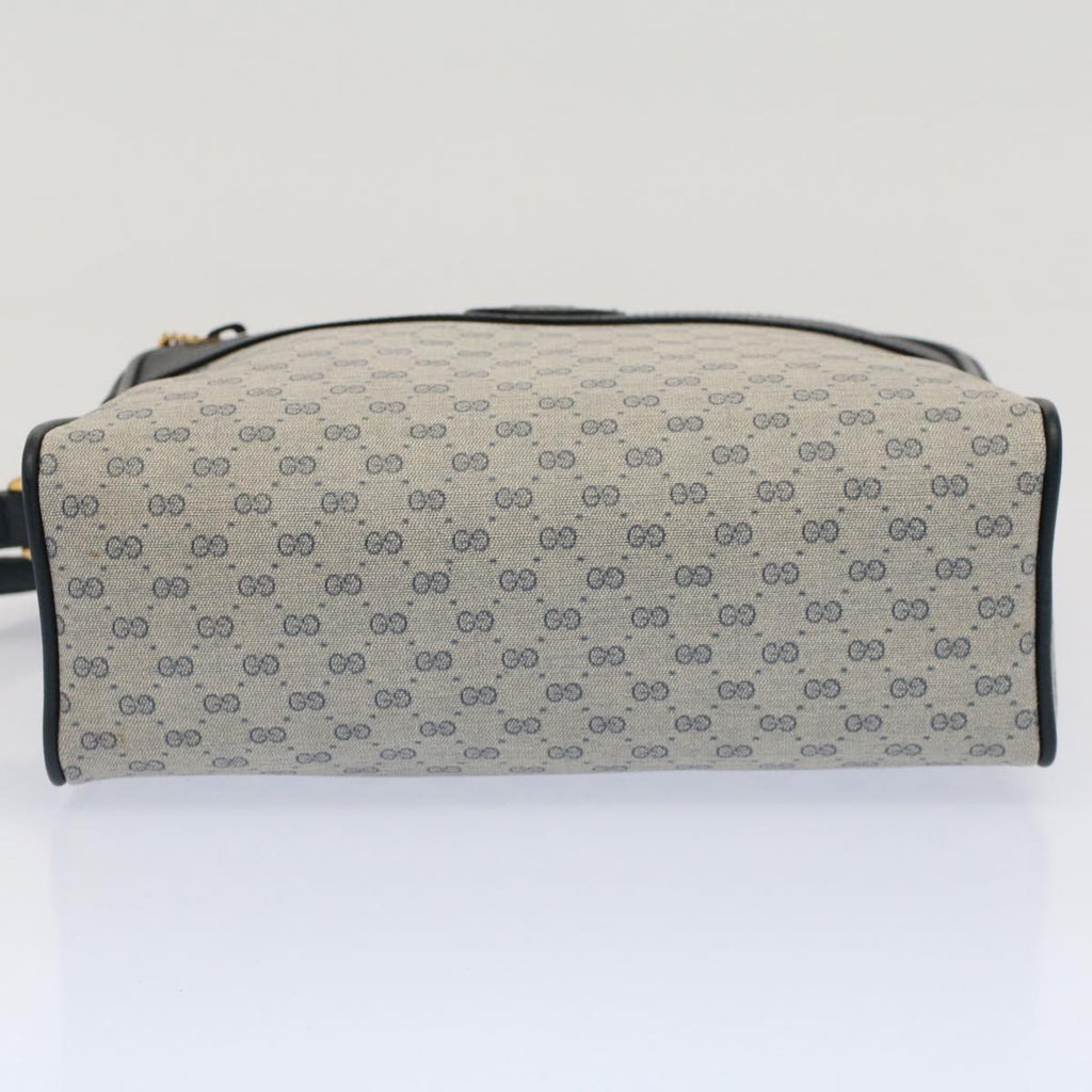 GUCCI Micro GG Canvas Shoulder Bag PVC Leather Navy th3981
