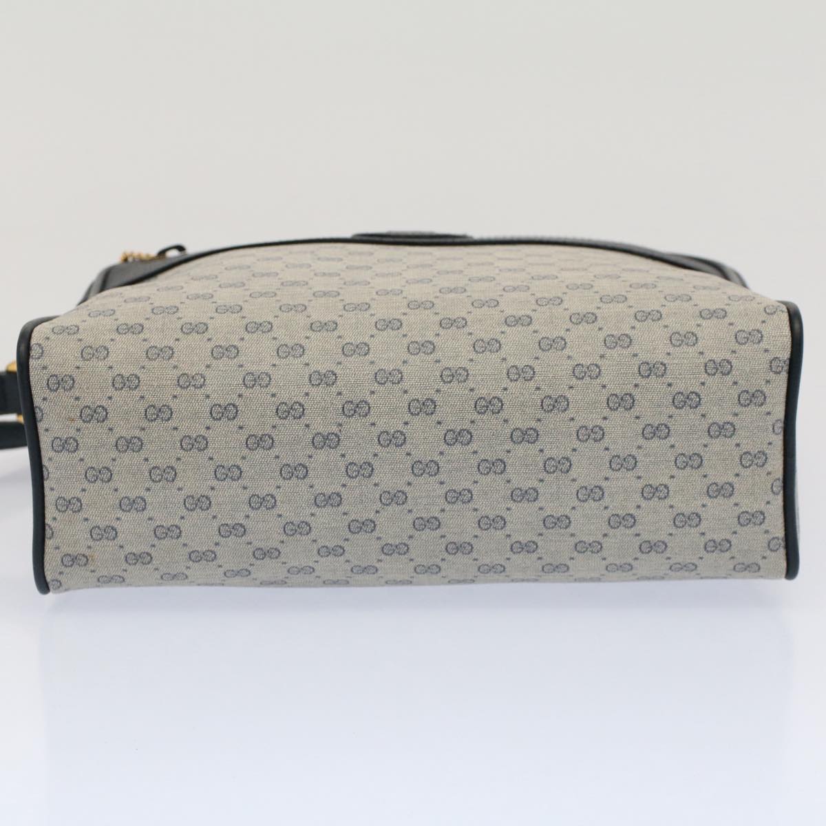 GUCCI Micro GG Canvas Shoulder Bag PVC Leather Navy th3981