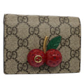 GUCCI GG Canvas Cherry Wallet PVC Leather Beige 476050 th3983