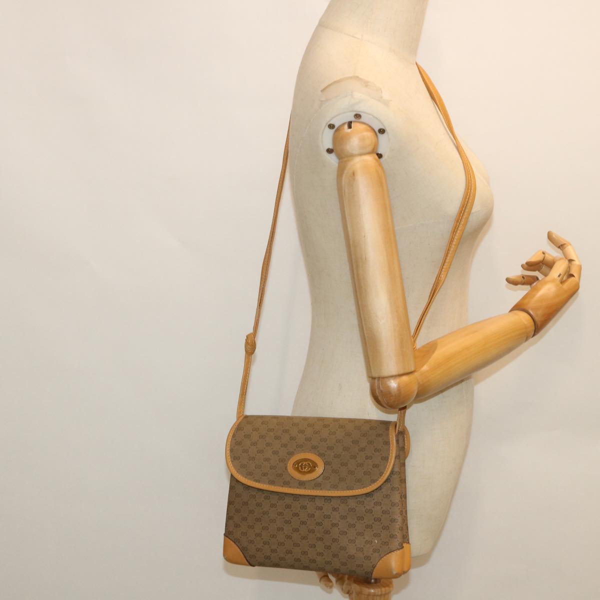 GUCCI Micro GG Canvas Shoulder Bag PVC Leather Beige 007 92 5548 th3994