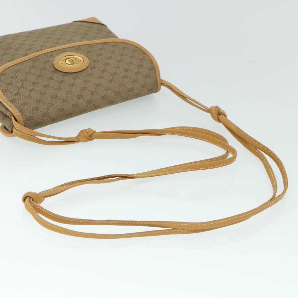 GUCCI Micro GG Canvas Shoulder Bag PVC Leather Beige 007 92 5548 th3994