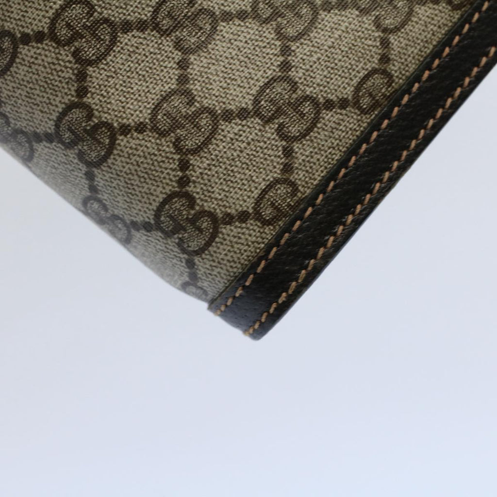 GUCCI GG Canvas Web Sherry Line Clutch Bag PVC Leather Beige Red th4035