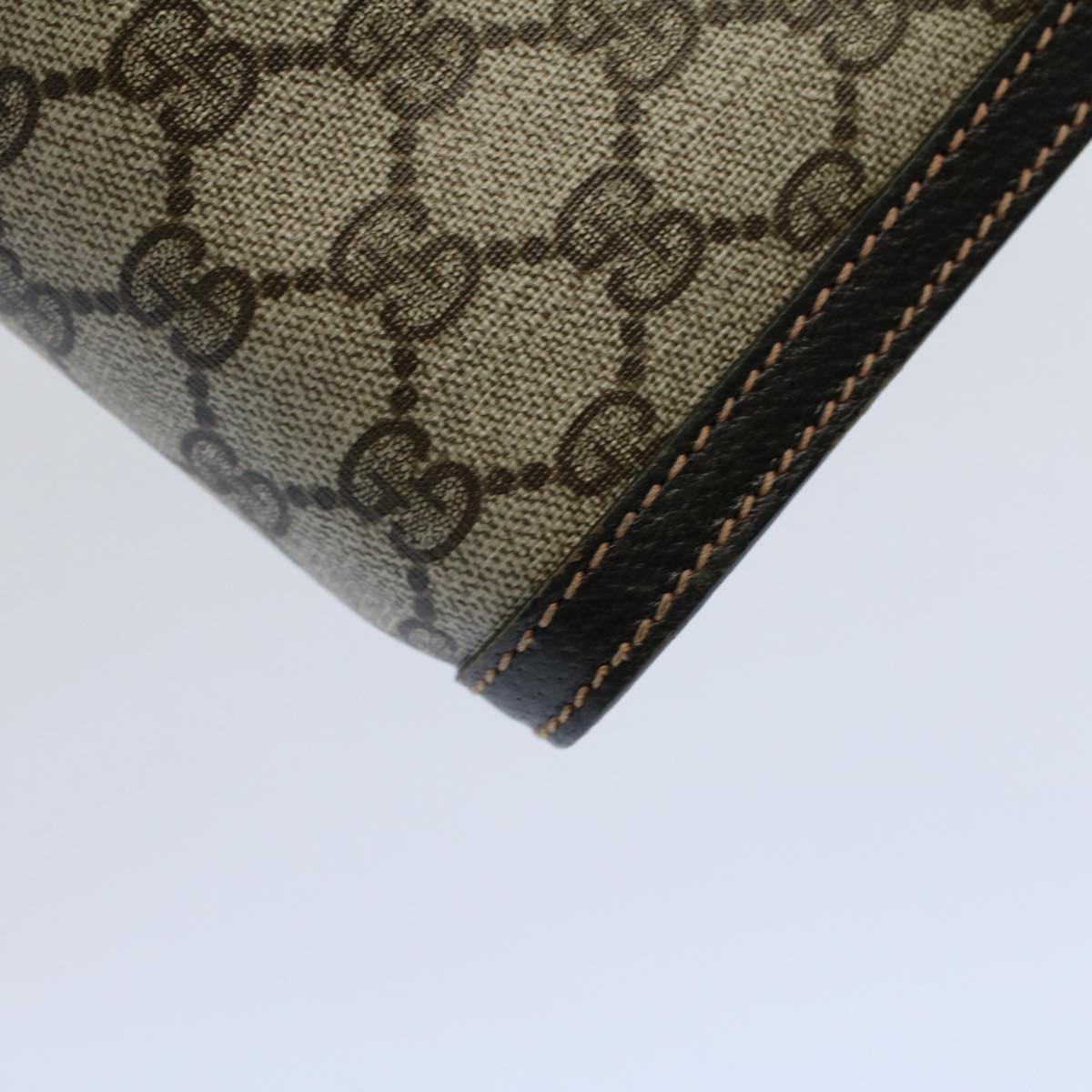 GUCCI GG Canvas Web Sherry Line Clutch Bag PVC Leather Beige Red th4035