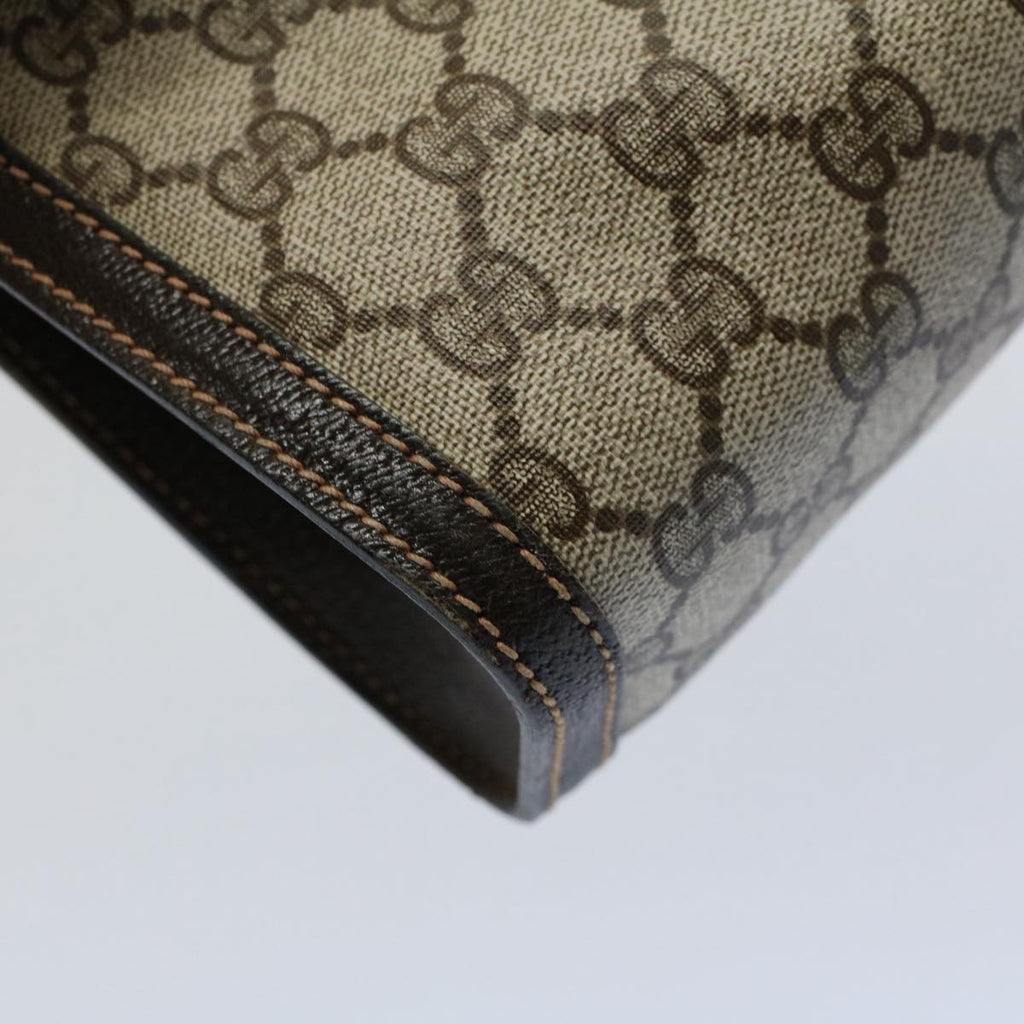 GUCCI GG Canvas Web Sherry Line Clutch Bag PVC Leather Beige Red th4035