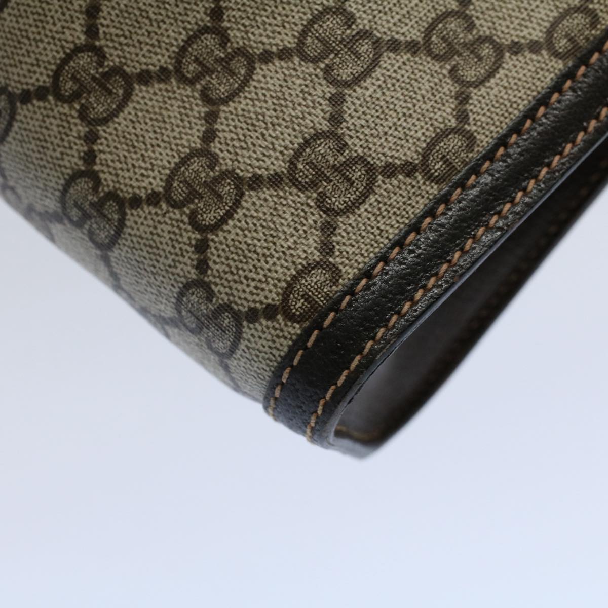 GUCCI GG Canvas Web Sherry Line Clutch Bag PVC Leather Beige Red th4035