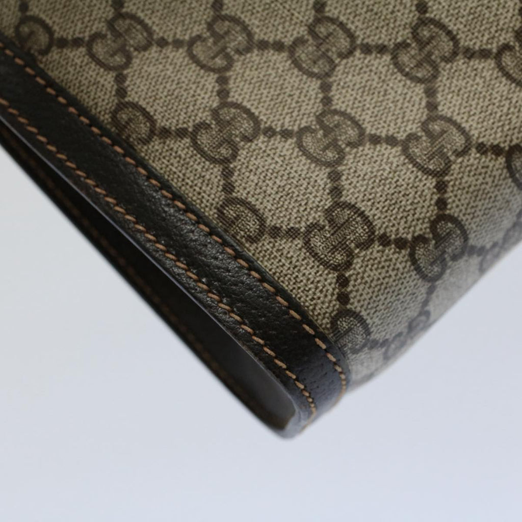 GUCCI GG Canvas Web Sherry Line Clutch Bag PVC Leather Beige Red th4035