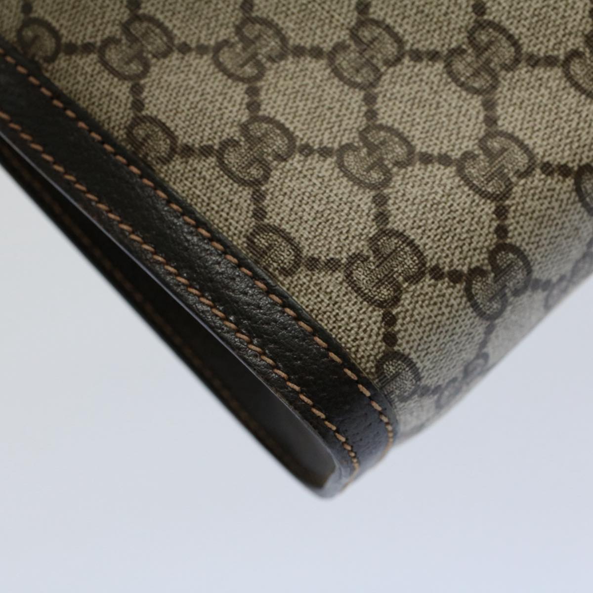 GUCCI GG Canvas Web Sherry Line Clutch Bag PVC Leather Beige Red th4035