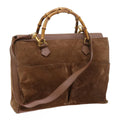 GUCCI Bamboo Hand Bag Suede 2way Brown 002 123 0322 th4058