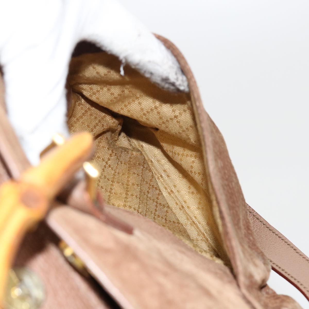 GUCCI Bamboo Hand Bag Suede 2way Brown 002 123 0322 th4058