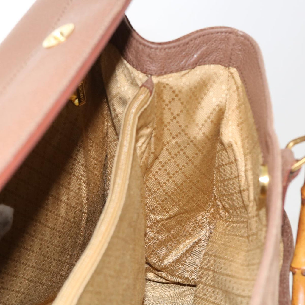 GUCCI Bamboo Hand Bag Suede 2way Brown 002 123 0322 th4058