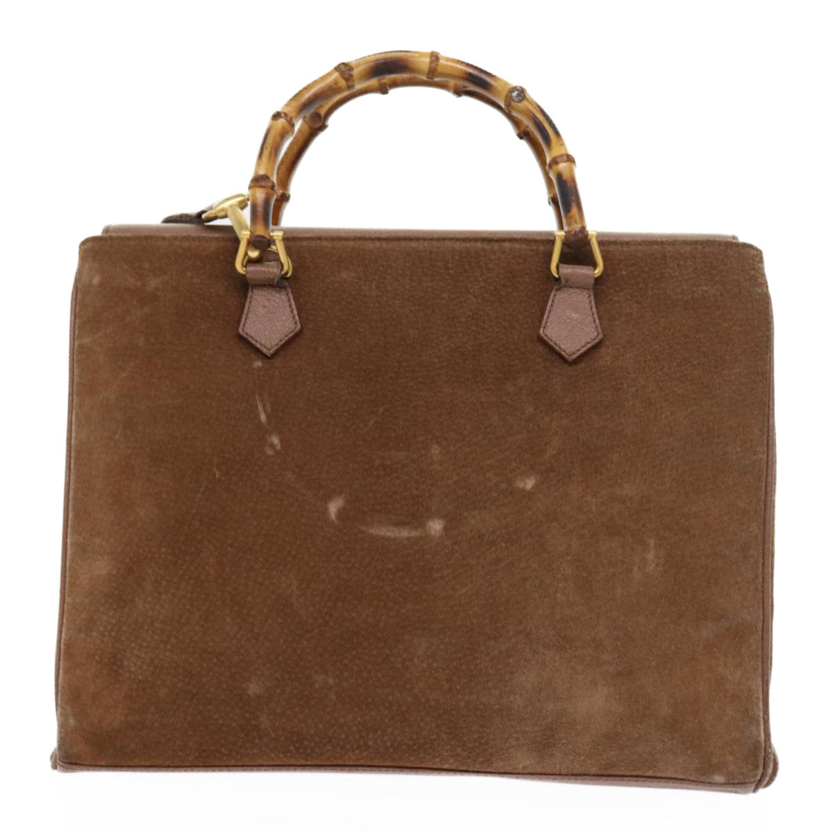 GUCCI Bamboo Hand Bag Suede 2way Brown 002 123 0322 th4058