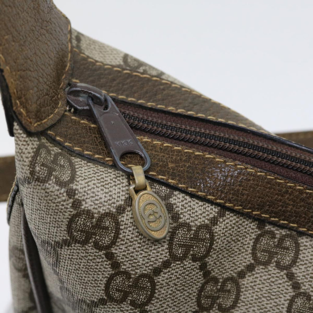 GUCCI GG Canvas Web Sherry Line Shoulder Bag PVC Leather Beige Green th4066