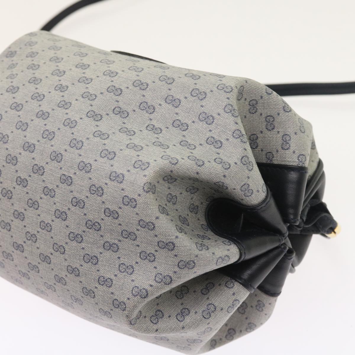 GUCCI Micro GG Canvas Shoulder Bag PVC Leather Navy 007.115.5770 th4074