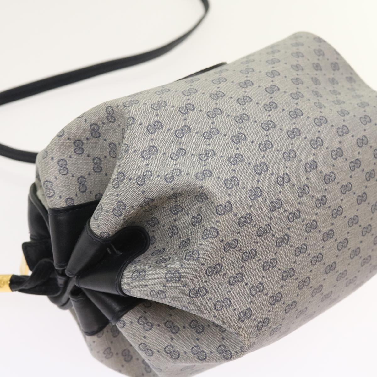 GUCCI Micro GG Canvas Shoulder Bag PVC Leather Navy 007.115.5770 th4074