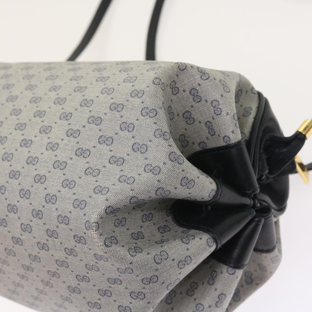 GUCCI Micro GG Canvas Shoulder Bag PVC Leather Navy 007.115.5770 th4074