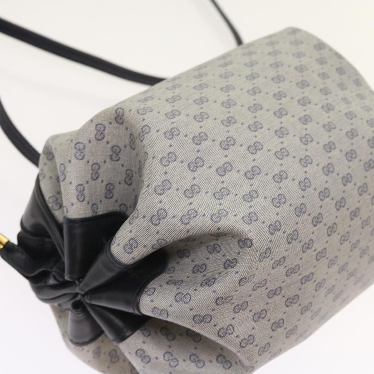 GUCCI Micro GG Canvas Shoulder Bag PVC Leather Navy 007.115.5770 th4074