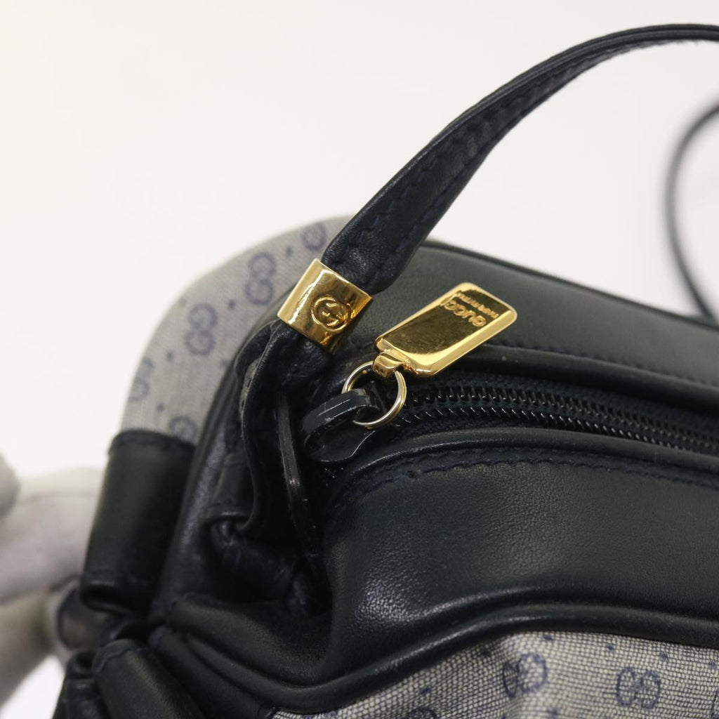 GUCCI Micro GG Canvas Shoulder Bag PVC Leather Navy 007.115.5770 th4074