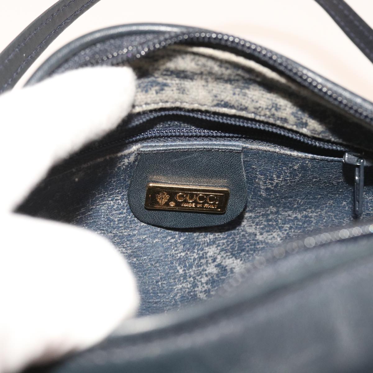 GUCCI Micro GG Canvas Shoulder Bag PVC Leather Navy 007.115.5770 th4074