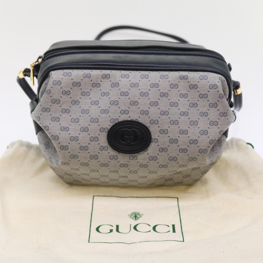 GUCCI Micro GG Canvas Shoulder Bag PVC Leather Navy 007.115.5770 th4074