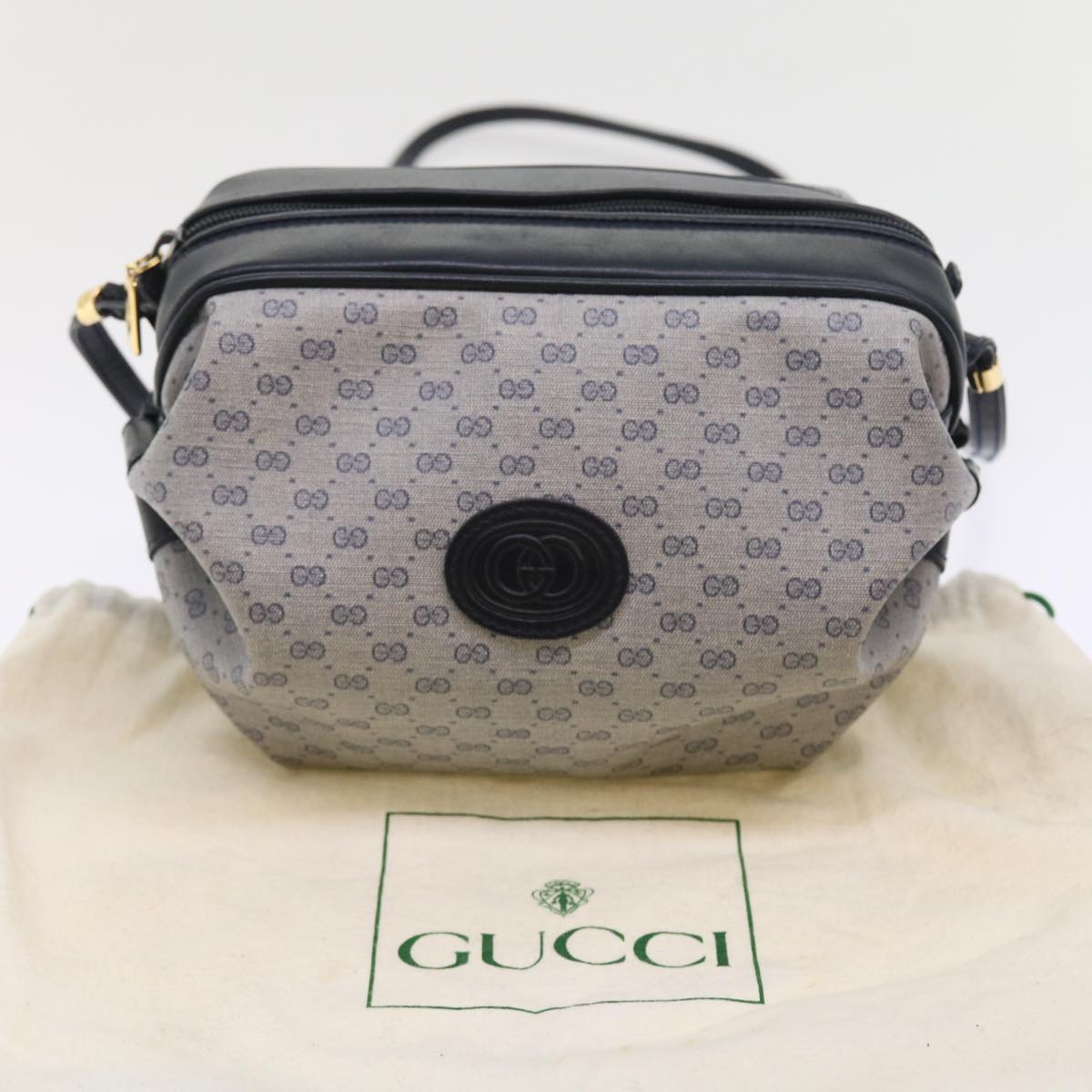 GUCCI Micro GG Canvas Shoulder Bag PVC Leather Navy 007.115.5770 th4074