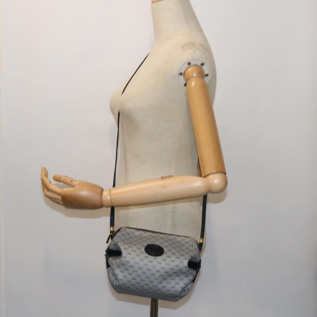 GUCCI Micro GG Canvas Shoulder Bag PVC Leather Navy 007.115.5770 th4074