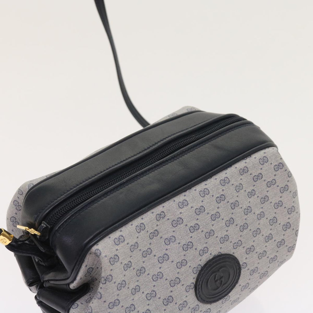 GUCCI Micro GG Canvas Shoulder Bag PVC Leather Navy 007.115.5770 th4074