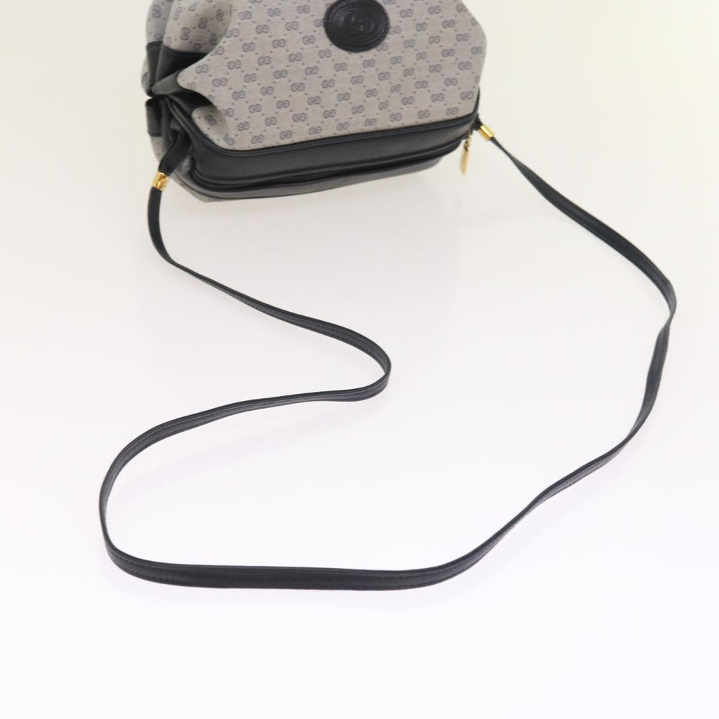 GUCCI Micro GG Canvas Shoulder Bag PVC Leather Navy 007.115.5770 th4074
