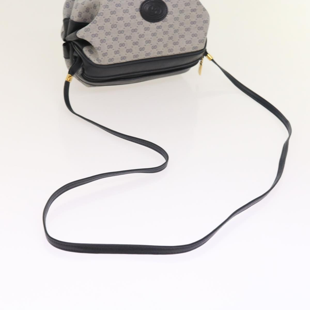 GUCCI Micro GG Canvas Shoulder Bag PVC Leather Navy 007.115.5770 th4074