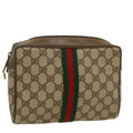 GUCCI GG Canvas Web Sherry Line Clutch Bag Beige Red Green 63.01.012 th4080