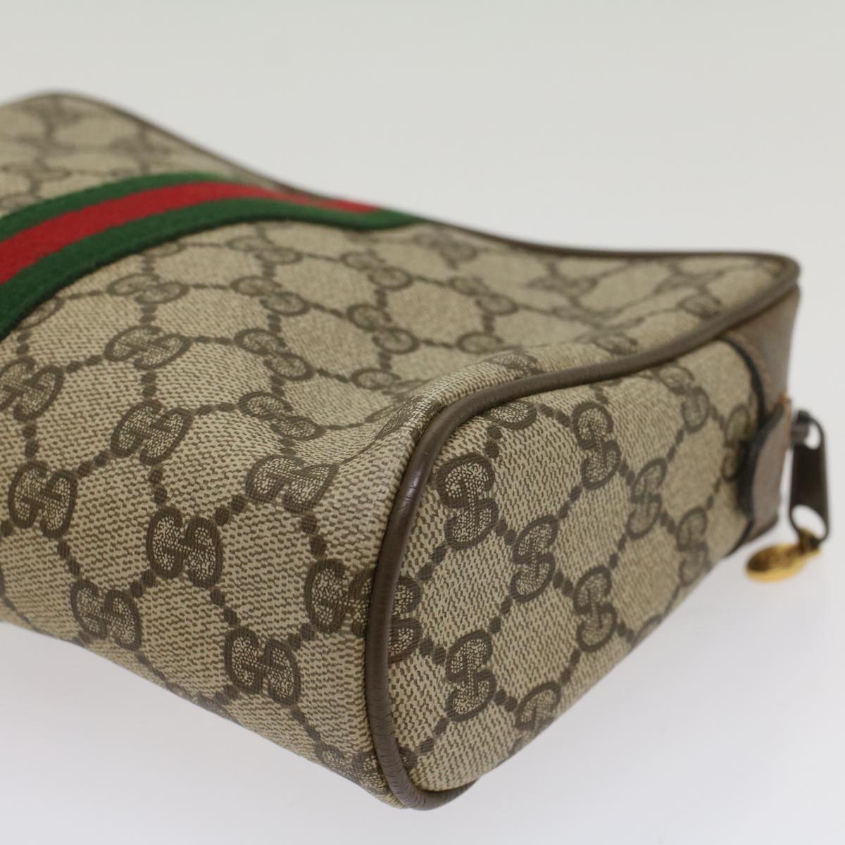 GUCCI GG Canvas Web Sherry Line Clutch Bag Beige Red Green 63.01.012 th4080