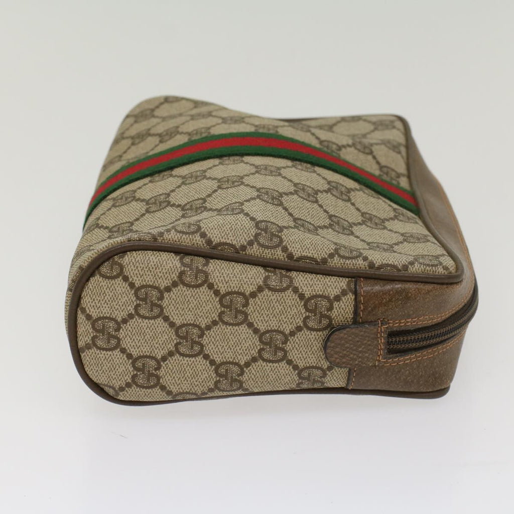 GUCCI GG Canvas Web Sherry Line Clutch Bag Beige Red Green 63.01.012 th4080