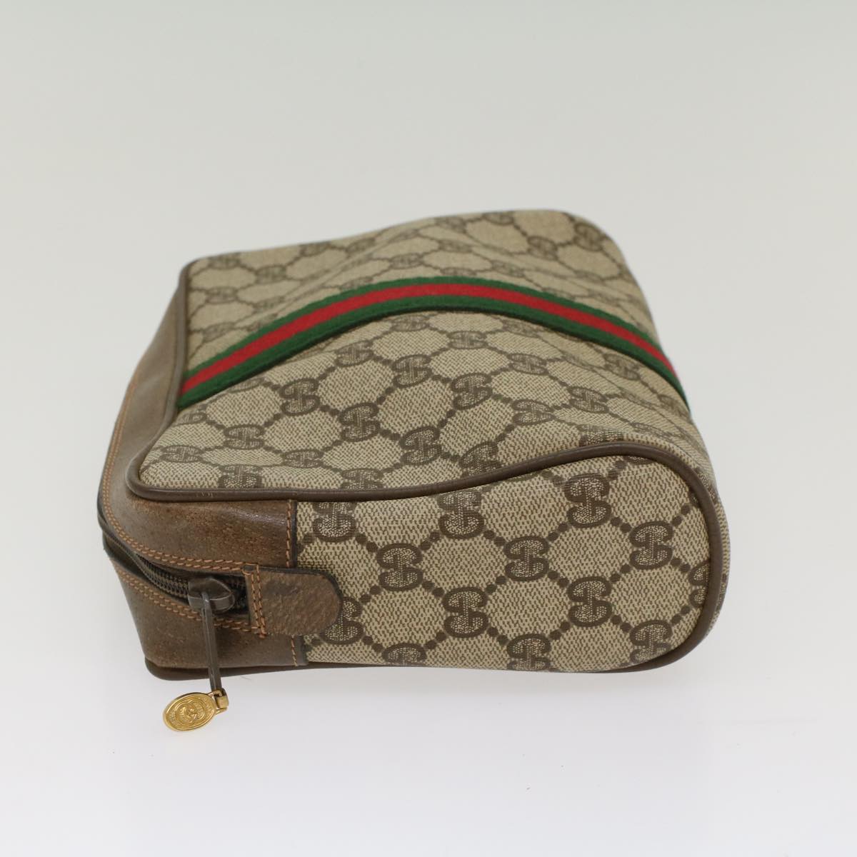 GUCCI GG Canvas Web Sherry Line Clutch Bag Beige Red Green 63.01.012 th4080