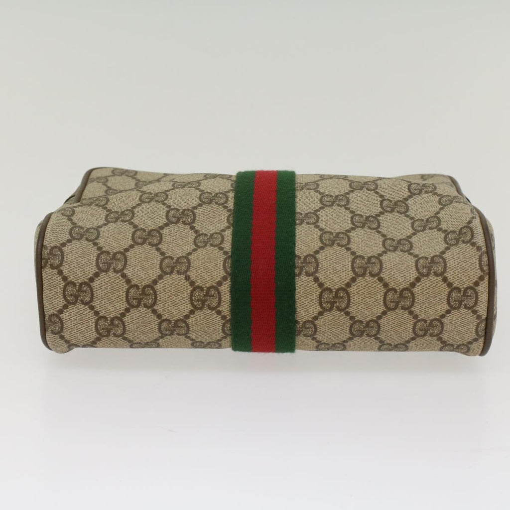 GUCCI GG Canvas Web Sherry Line Clutch Bag Beige Red Green 63.01.012 th4080