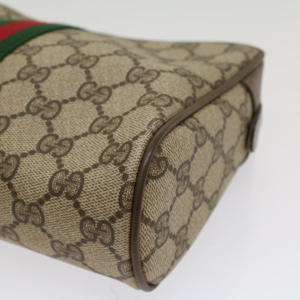 GUCCI GG Canvas Web Sherry Line Clutch Bag Beige Red Green 63.01.012 th4080