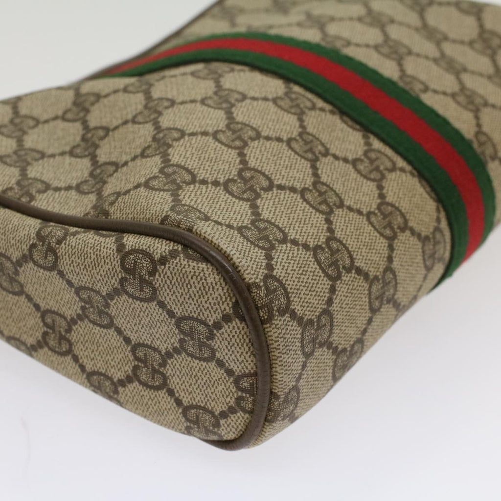 GUCCI GG Canvas Web Sherry Line Clutch Bag Beige Red Green 63.01.012 th4080