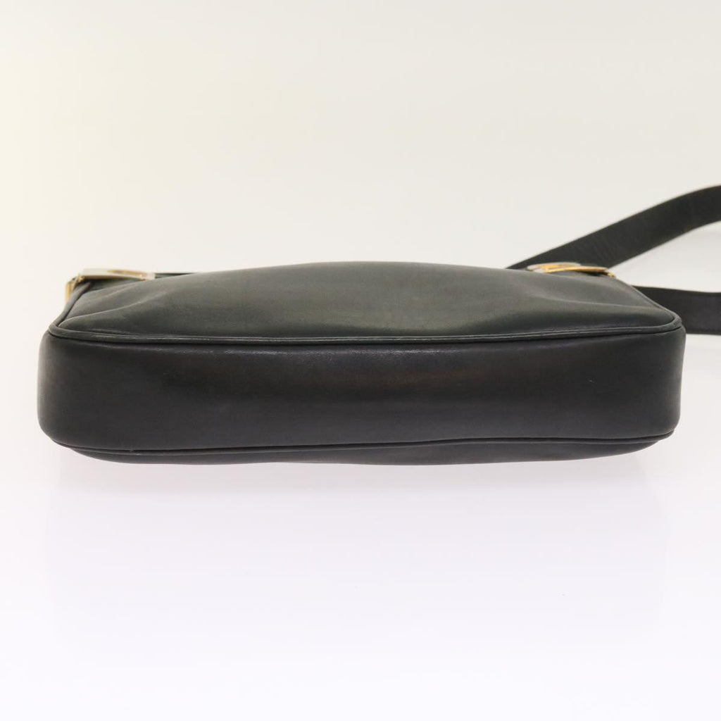 GUCCI Web Sherry Line Shoulder Bag Leather Black Red Green th4083