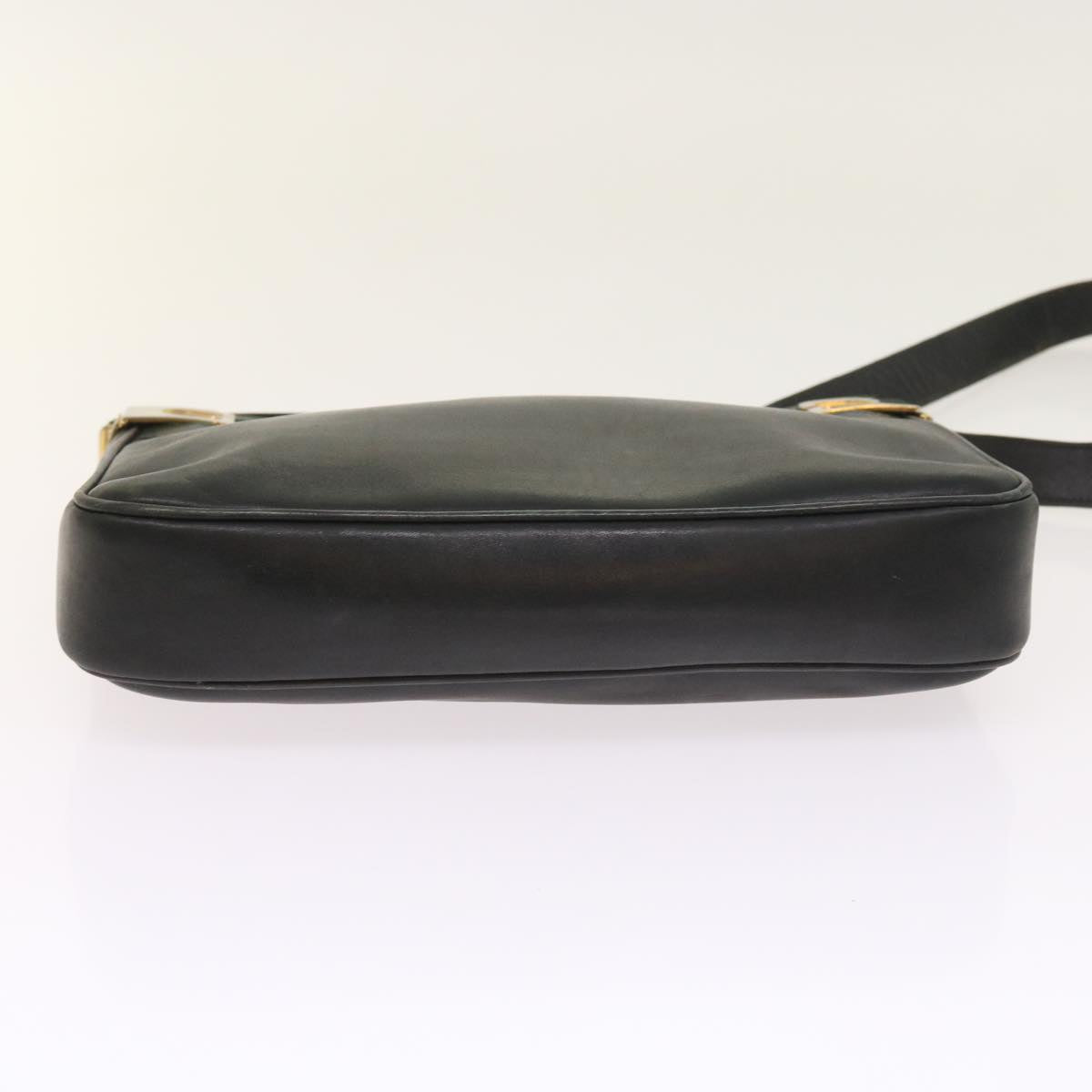 GUCCI Web Sherry Line Shoulder Bag Leather Black Red Green th4083