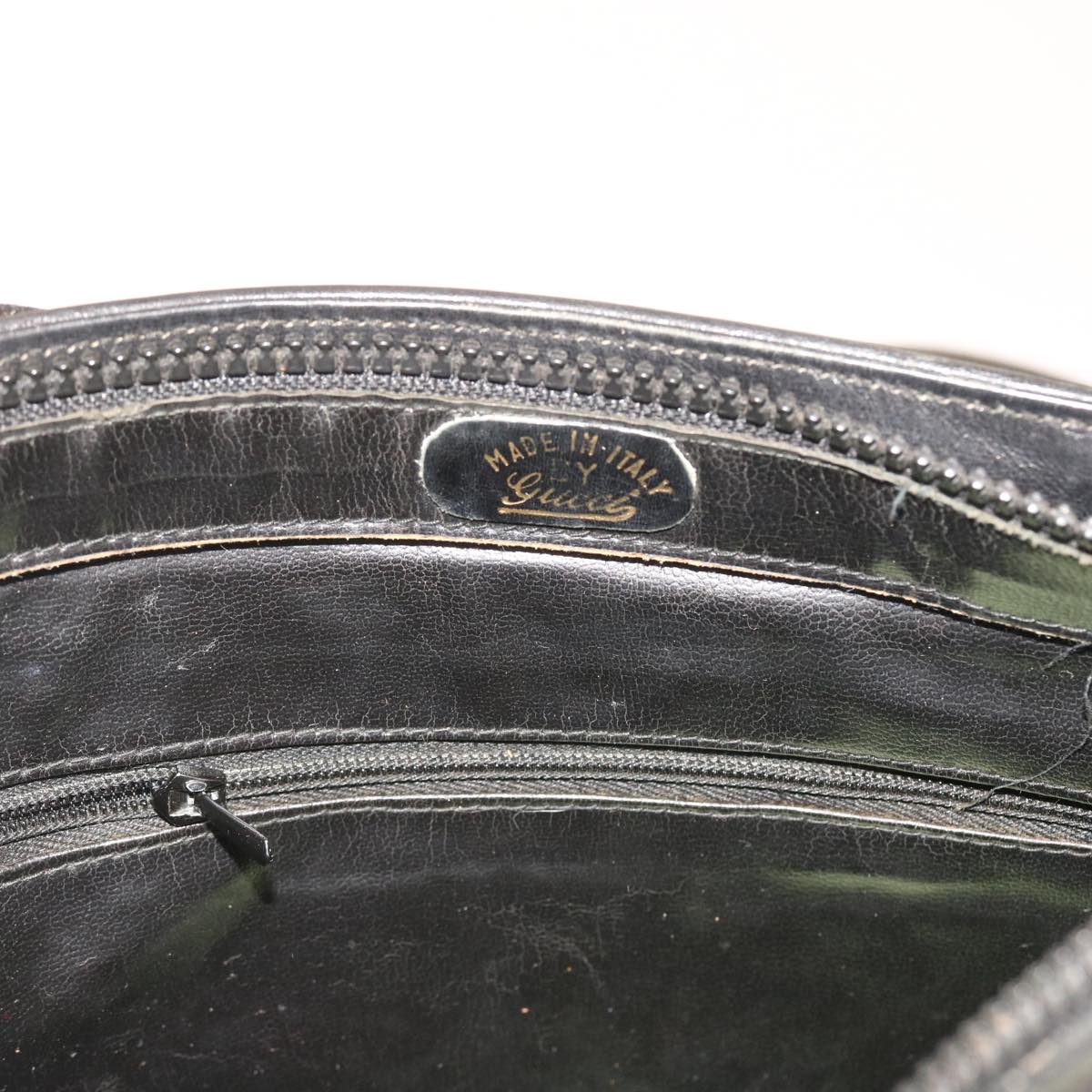 GUCCI Web Sherry Line Shoulder Bag Leather Black Red Green th4083