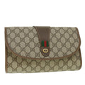 GUCCI GG Supreme Web Sherry Line Clutch Bag Beige Red 156 01 030 th4102